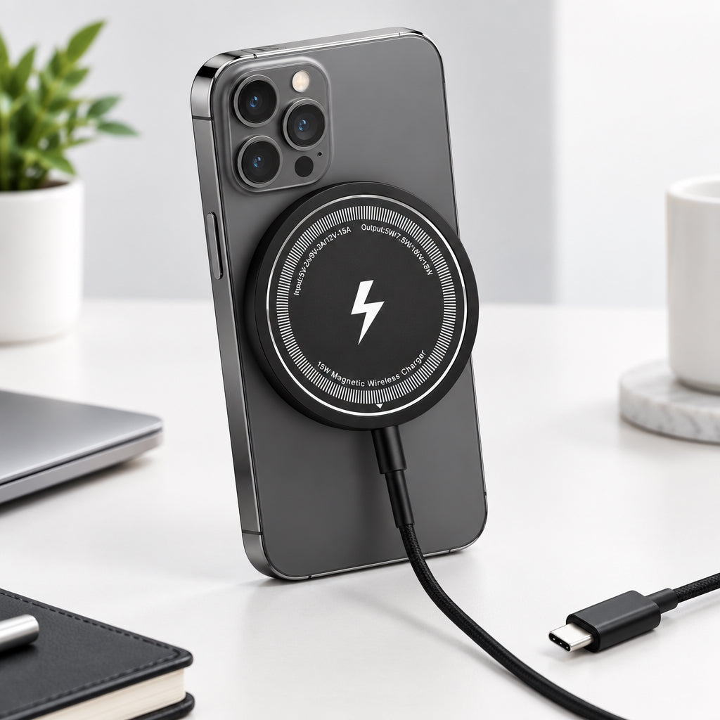 Magnetic Wireless Phone Fast Charger with Type-C Cable